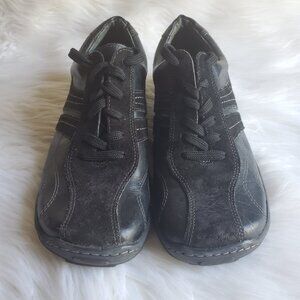 Steve Madden Carina Black Leather Suede Lace Up Sneakers Shoes SZ 8.5